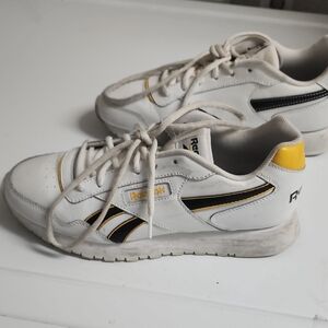 Reebok Classic White Sneakers with Yellow Highlights